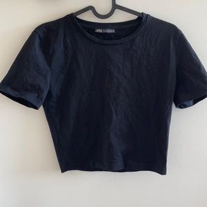 Zara small cropped black t-shirt